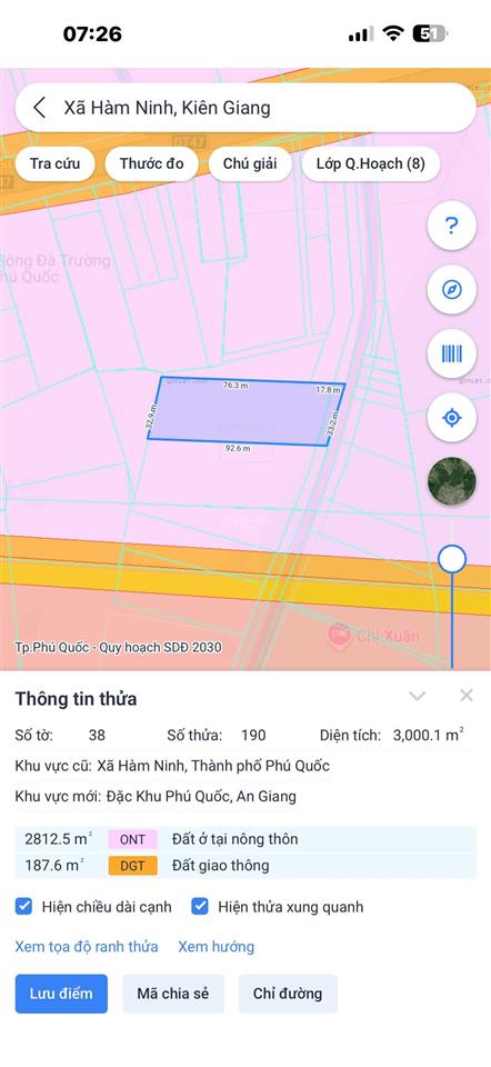Bán đất chính chủ tại ấp rạch hàm, phú quốc, 6 triệu/m2 có thương lượng, dt 3000 m2