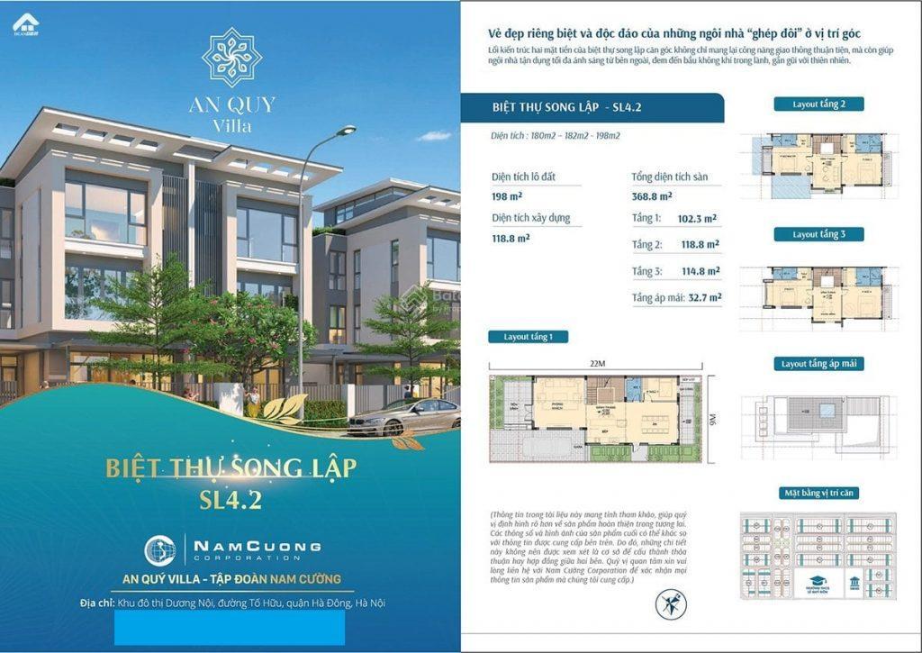 Bán căn biệt thự an quý kđt dương nội, giá 35 tỷ 0985 999 ***