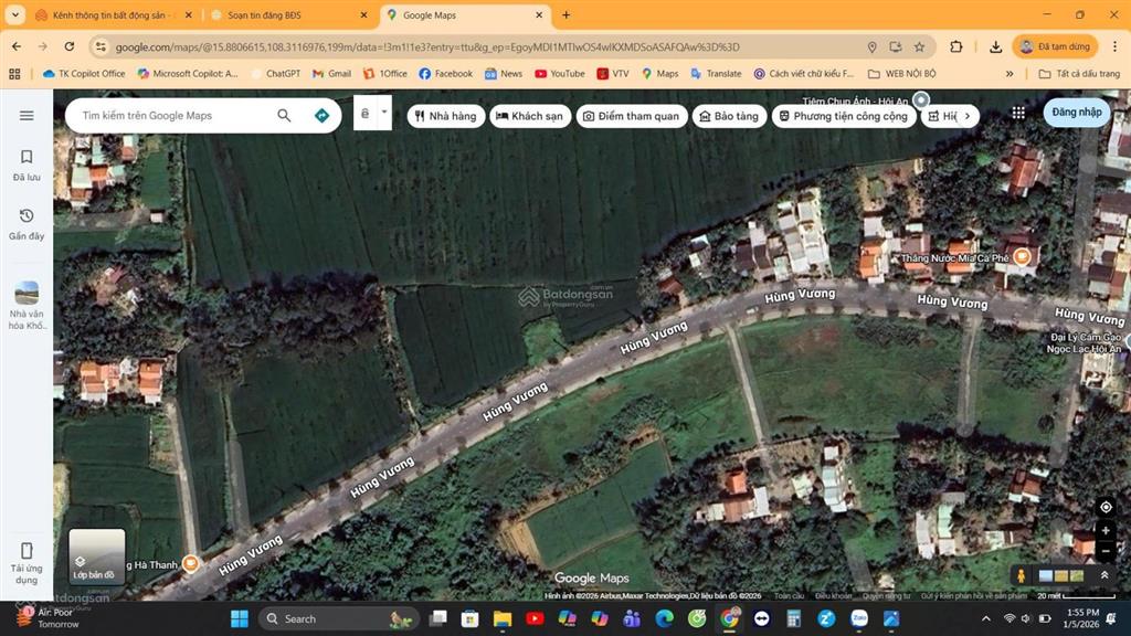 Bán đất mặt tiền hùng vương 3 mặt view lúa hiếm có hội an tây, đà nẵng