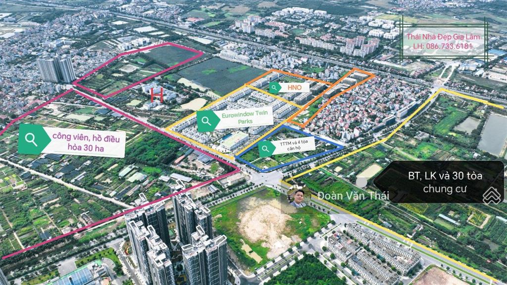 Bán căn lk góc dã hương trục đường lớn đi thẳng lên hồ giá tốt nhất dự án eurowindow twin parks