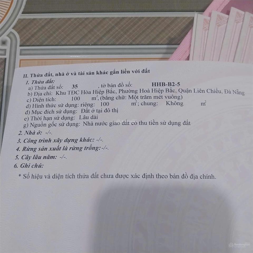 Bán đất tại hòa hiệp bắc, 4 tỷ, 100m2, mặt tiền 5m, ngõ 7.5m, pháp lý đầy đủ