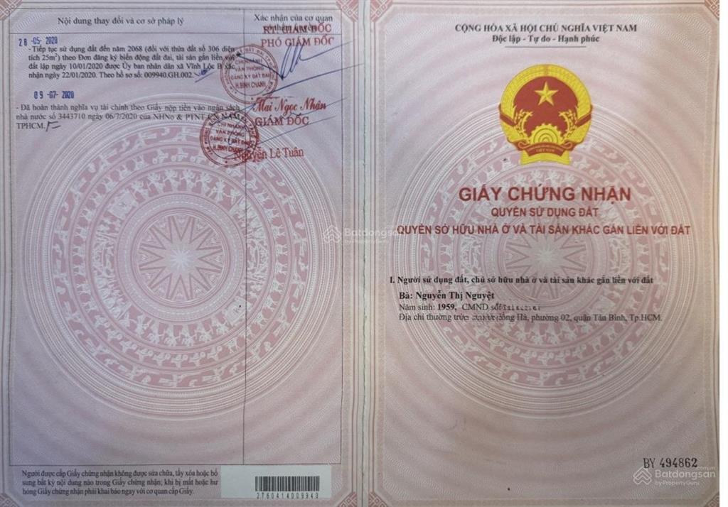 Đất rộng thoáng trung tâm vĩnh lộc b mặt tiền khủng