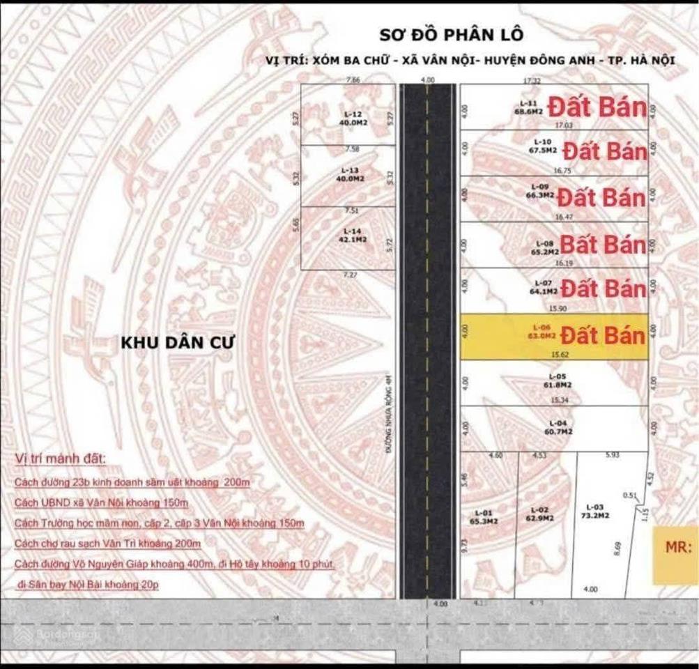 Bán đất ba chữ, vân nội. đường rộng 4m ô tô vào trong đất. ngay đường võ nguyên giáp