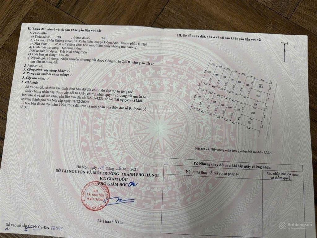 Nhỉnh 2 tỷ có 45m2 thôn đường nhạn, thư lâm (xuân nộn cũ), ngõ thông ôtô, cách 50m ra bìa làng