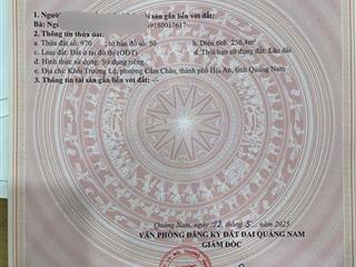 Cần bán lô đất nền 250m2 .đường mạc đỉnh chi trung tâm phố cổ hội an. thành phố đà nẵng