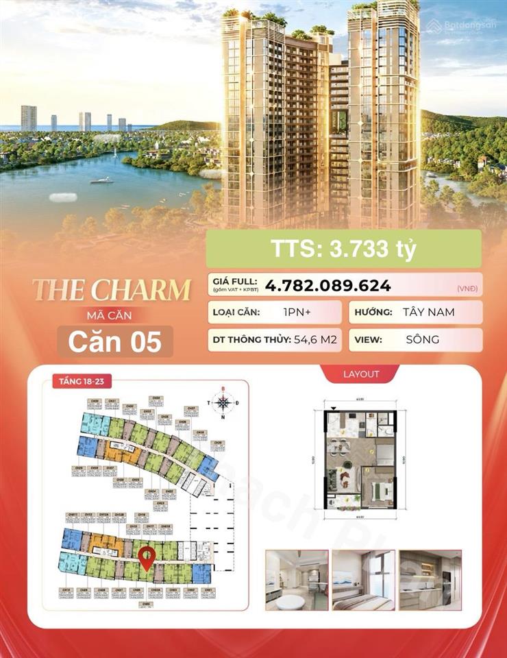 Căn 1pn + view sông quỹ độc quyền tòa the charm sở hữu lâu dài sun nha trang