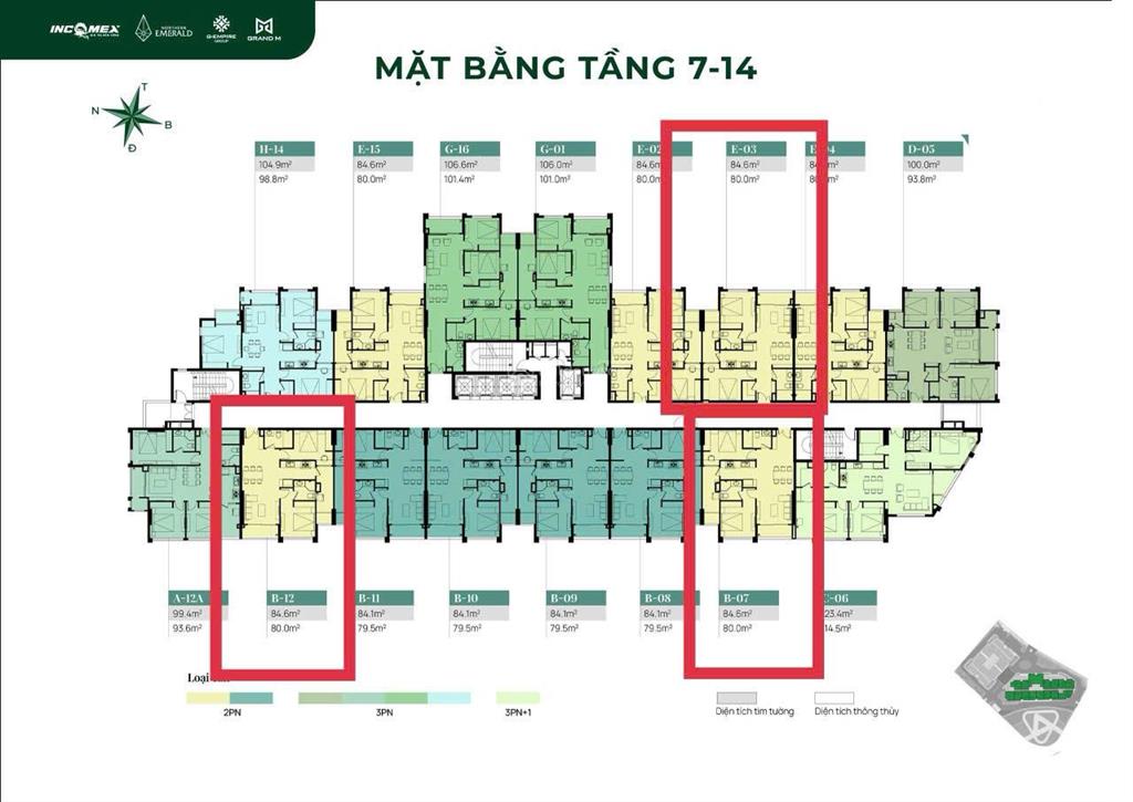 Bán căn 2 pn 80 m2, chung cư northern emerald, (tòa mới) ký trực tiếp với chủ đầu tư