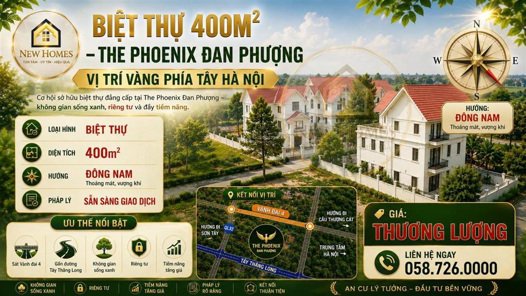 Biệt thự 400m2 the phoenix  đan phượng