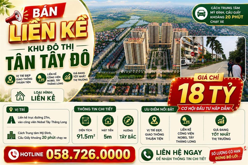 Cần bán liền kề đường 27m tân tây đô