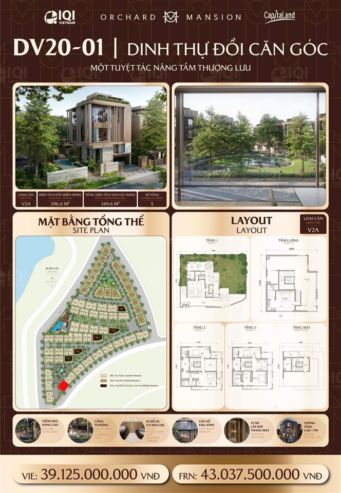 Bán căn góc dinh thự đồi view hồ mua trực tiếp cđt capitaland, tt 10% ký hđmb, ck ngay 5,9 tỷ