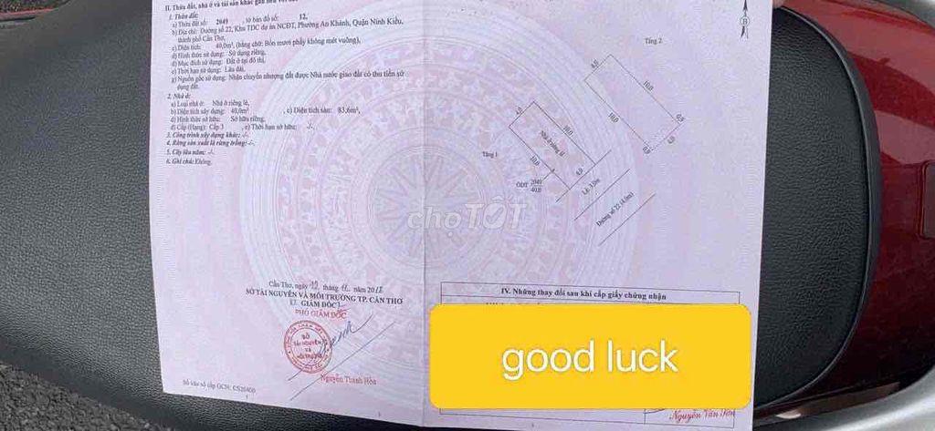 nhà trệt lầu đường số 22 KDC Thới Nhựt 1, Ninh Kiều (3,3ty)