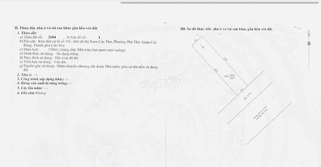 🏠Bán nhà trệt (120 m²) KDC Nông Thổ Sản, P. Hưng Phú (Q. Cái Răng cũ)