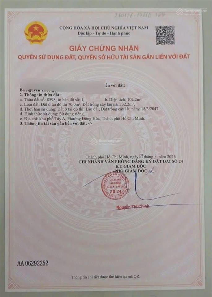 Bán đất đẹp đường đông minh gần go! dĩ an | giá giảm sâu chỉ 4tỷ350 0907 105 ***