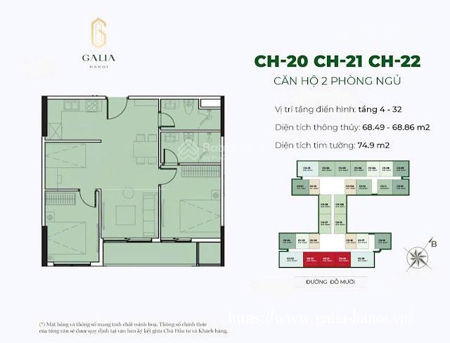 Bán căn hộ 2pn 68m2 ban công đông nam dự án galia tầng đẹp view trực diện sông hồng