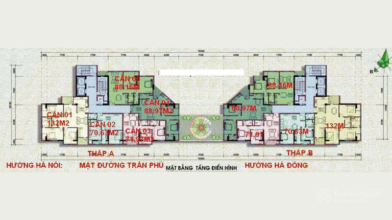 Bán quỹ căn chung cư 197 trần phú, hà đông 72m2  89m2  132m2... giá chỉ từ 5,35 tỷ