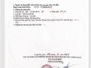 Chủ cần thanh lý nền đất 160 mét full thổ cư ngay trung tâm thị trấn phước hải cách biển 1km shr