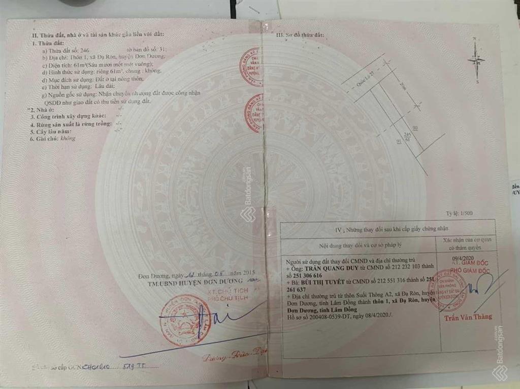 Bán 27,7m2 ngang đất mặt tiền quốc lộ 27 đơn dương lâm đồng