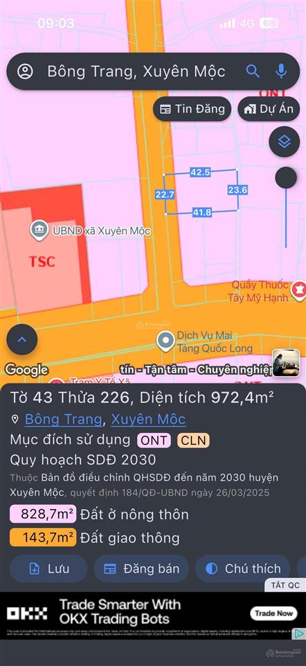 Chính chủ bán đất tại ngay ubnd xuyên mộc ql55 giá đầu tư f0 đón đầu cao tốc chỉ 1.790 tỷ