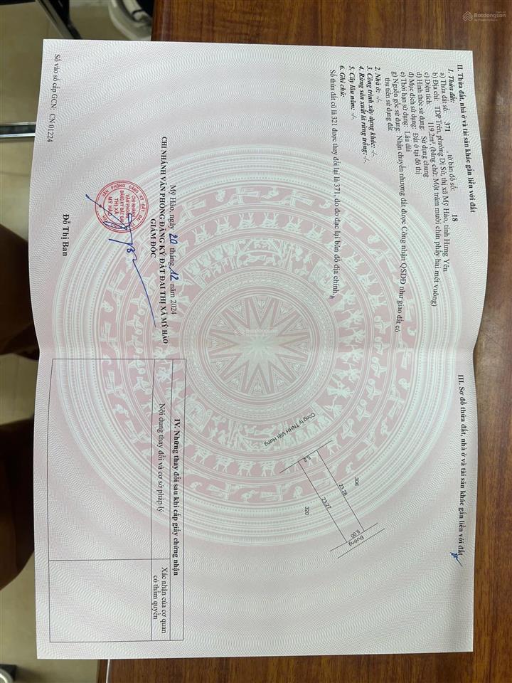 Mua đất tặng xưởng tại dị sử,mỹ hào, hưng yên diện tích 119m2 nhỉnh 3 tỷ