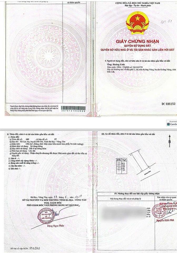 Ngôp chủ cần tiền hạ giá bán lô đất biển lộc an xã phước hải  tp hcm.
dt 148m2 full thổ cư