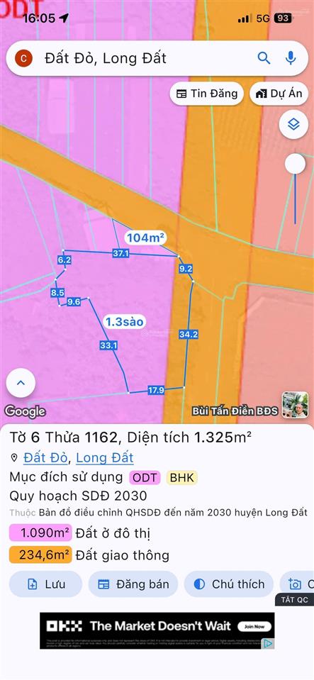Bán đất giá siêu ngộp 2 mặt tiền tt đất đỏ vị trí đẹp thị trấn đất đỏ đối diện trườn