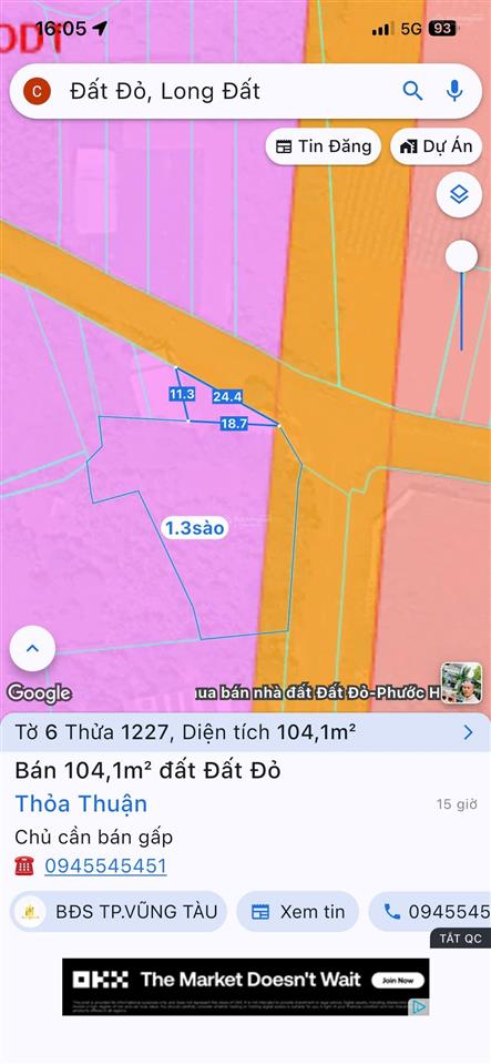 Bán đất giá siêu ngộp 2 mặt tiền tt đất đỏ vị trí đẹp thị trấn đất đỏ đối diện trườn