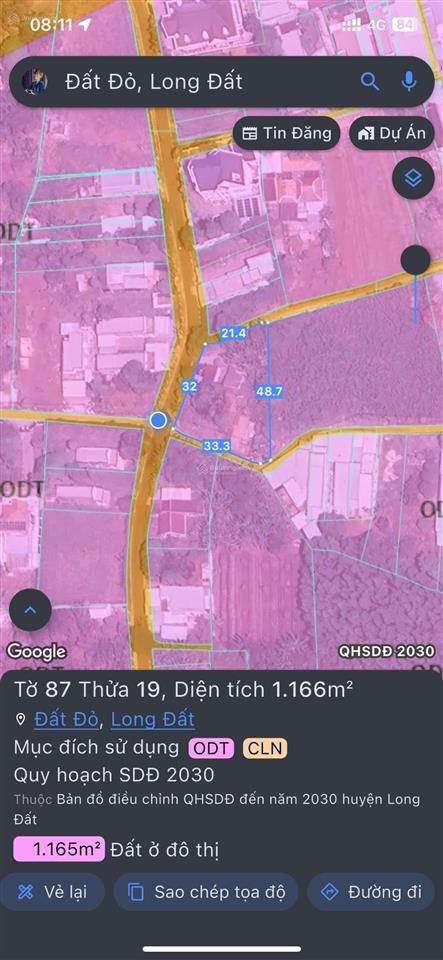 32m mặt tiền phước thọ  hơn 1116mv sẵn 300tc trung tâm tt.đất đỏ lô góc 3 mặt tiền phâ