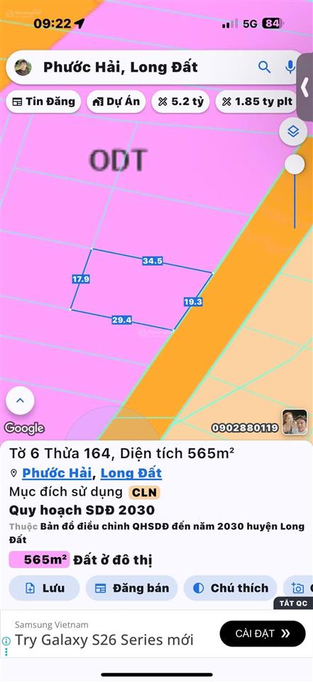 Mặt tiền hồ sở bông view núi minh đạm
dt 565m219x34200m2 thổ cư
long mỹ phước hải brvt