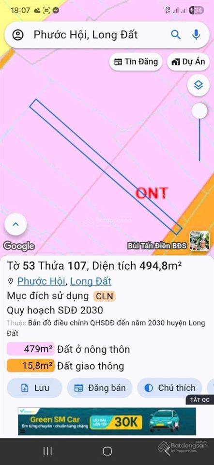 Cần bán nhà xưởng phước hội gần biển ngay sau ubnd xã phước hải 1700m2 ngang 8.5x102m nở hậu 19.5m