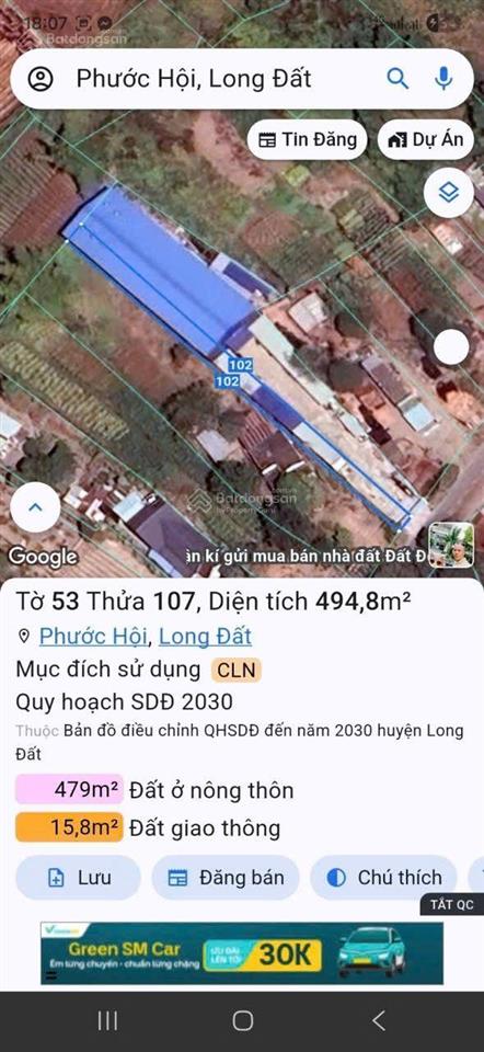 Cần bán nhà xưởng phước hội gần biển ngay sau ubnd xã phước hải 1700m2 ngang 8.5x102m nở hậu 19.5m