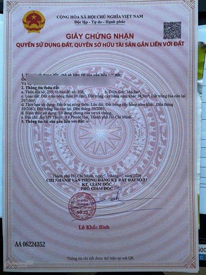Chủ ngộp hạ giá siêu rẻ ạ, trục chính khu trung tâm xã phước hải đi biển phước hải chỉ 3km