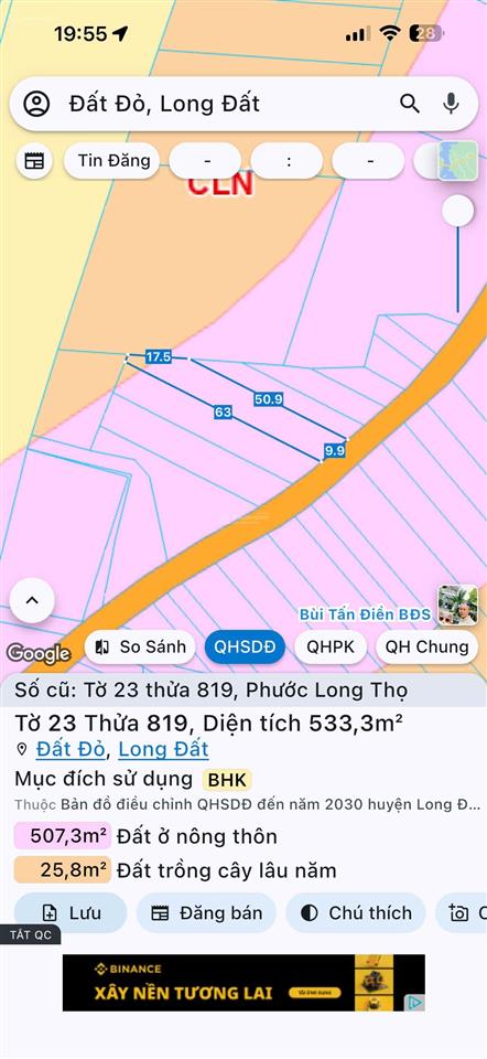 Chủ ngộp bán gấp 1,4 tỷ mặt tiền nhựa ngay khu công nghiệp đất đỏ xã đất đỏ tphcm dt 10x50  533m2