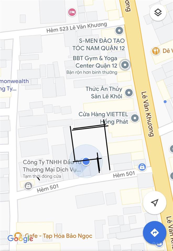 Đất 1/ lê văn khương  tổng diện tích 800m2 thổ cư 650m2 / hỗ trợ vay bank.