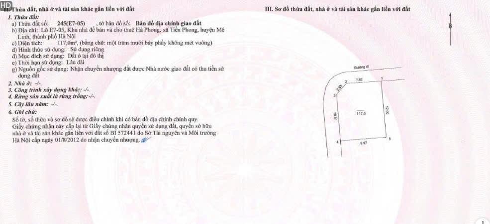 Cần bán gấp lô góc siêu đẹp 117m  đối diện trường đại học tài chính ngân hàng  kinh doanh tốt