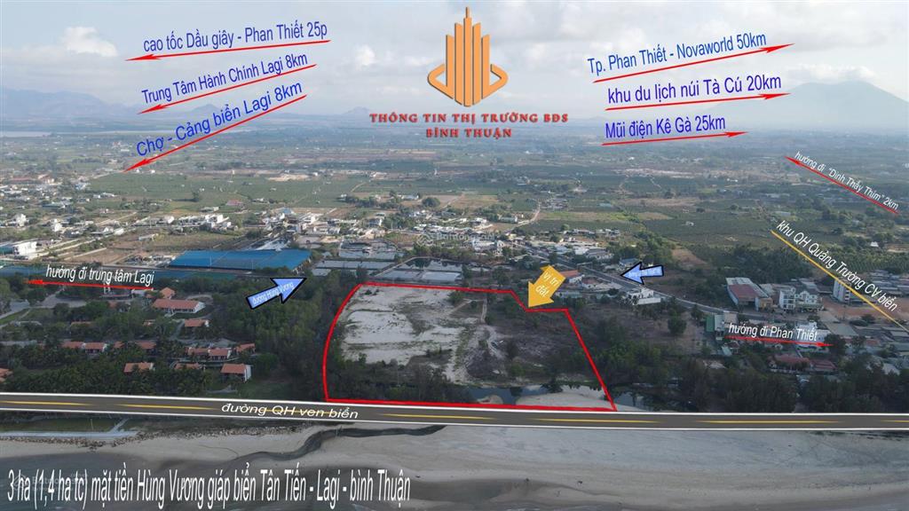 3 ha (1,4 ha thổ cư) giáp biển tân tiến  lagi  lâm đồng cần bán