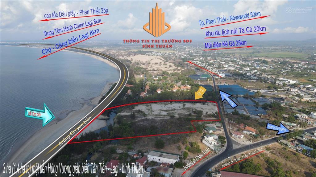 3 ha (1,4 ha thổ cư) giáp biển tân tiến  lagi  lâm đồng cần bán