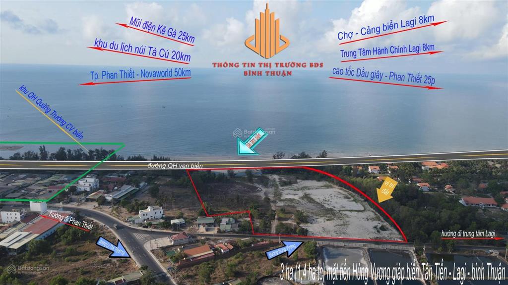 3 ha (1,4 ha thổ cư) giáp biển tân tiến  lagi  lâm đồng cần bán