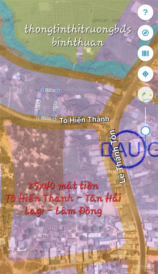 25x40 mặt tiền đường nguyễn tất thành  tân hải  lagi  lâm đồng cần bán