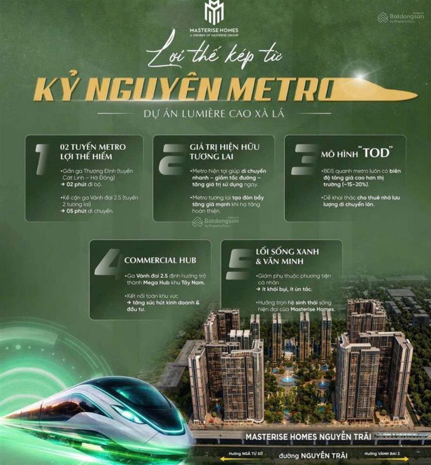 Siêu phẩm hiếm lõi nội đô masterise cao xà lá nguyễn trãi quỹ đất 11ha cuối cùng trên t