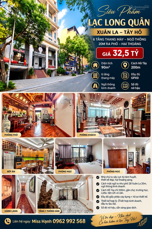 Siêu phẩm lạc long quân xuân la tây hồ 90m 6 tầng thang máy chào bán 32,5 tỷ