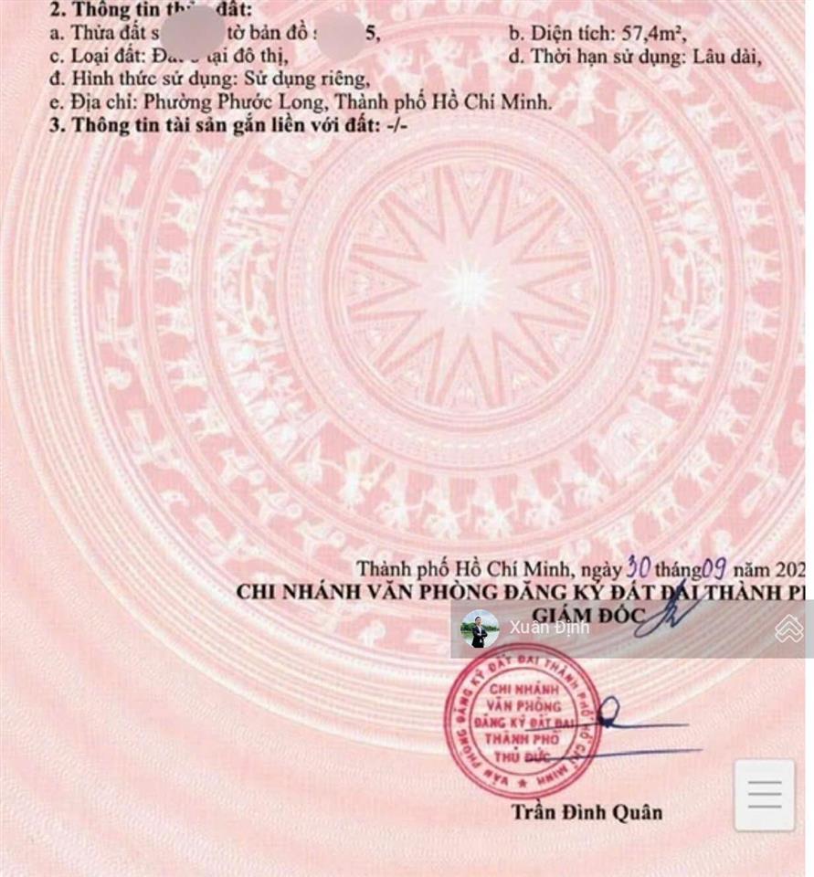 Đất phước long a quận 9, tp thủ đức cũ. hẻm xe hơi sát đỗ xuân hợp 57m2 giá tốt chỉ hơn 4 tỷ