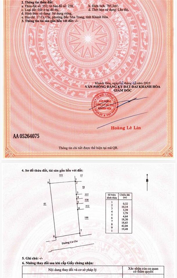 Mặt tiền củ chi, đường to, hướng mát, cách biển 500m, phù hợp xây căn hộ khách sạn tích trữ lâu dài