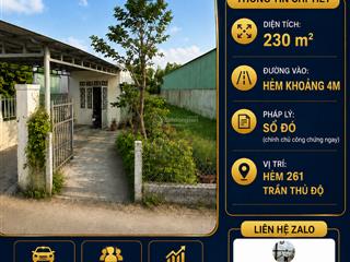 Sổ đỏ sẵn, 230m², hẻm 4m trần thủ độ, vay 70%, 2.350trđ
