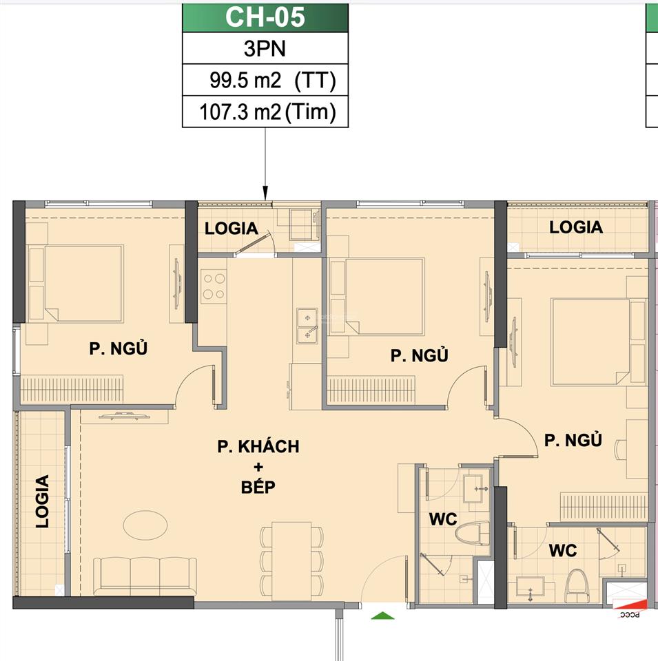 Chính chủ gửi em bán căn 3pn siêu rộng dt 100m² thiết kế vuông đẹp. bán cắt lỗ hơn 1 tỷ vào hđmb