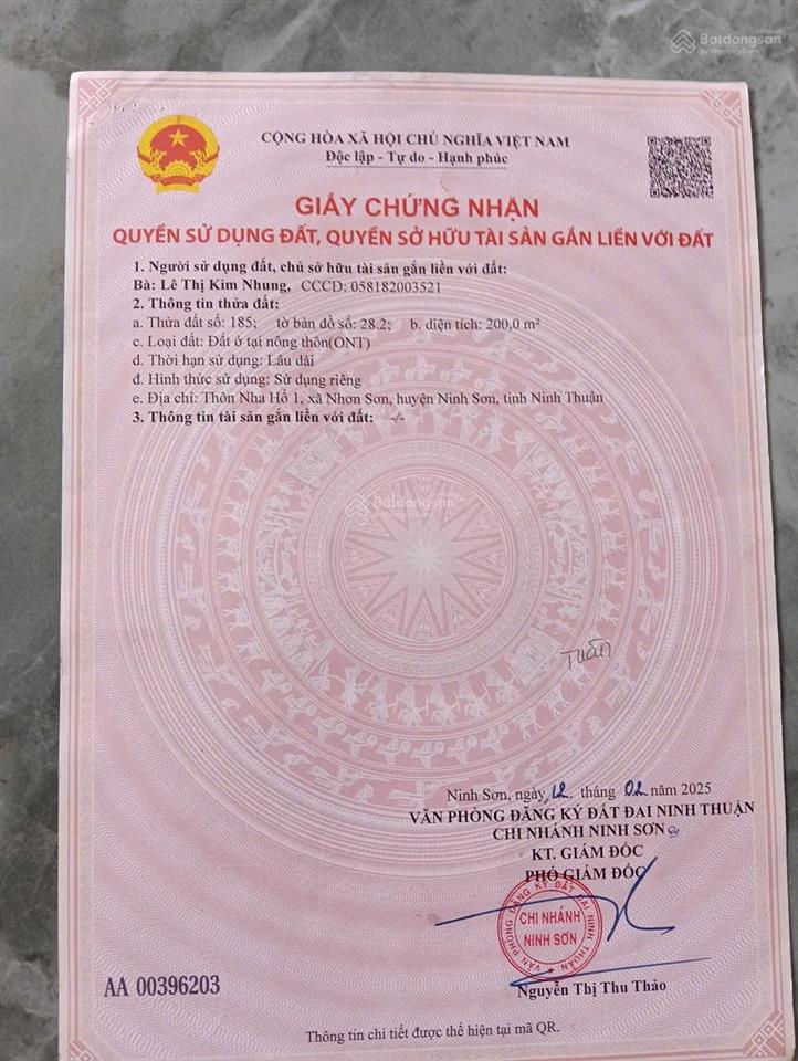 Bán đất tại quốc lộ 27, xã nhơn sơn, huyện ninh sơn, giá tốt, diện tích 200m2