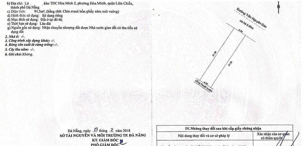 Chính chủ gửi bán lô đất mt đường trần nguyên đán, đà nẵng