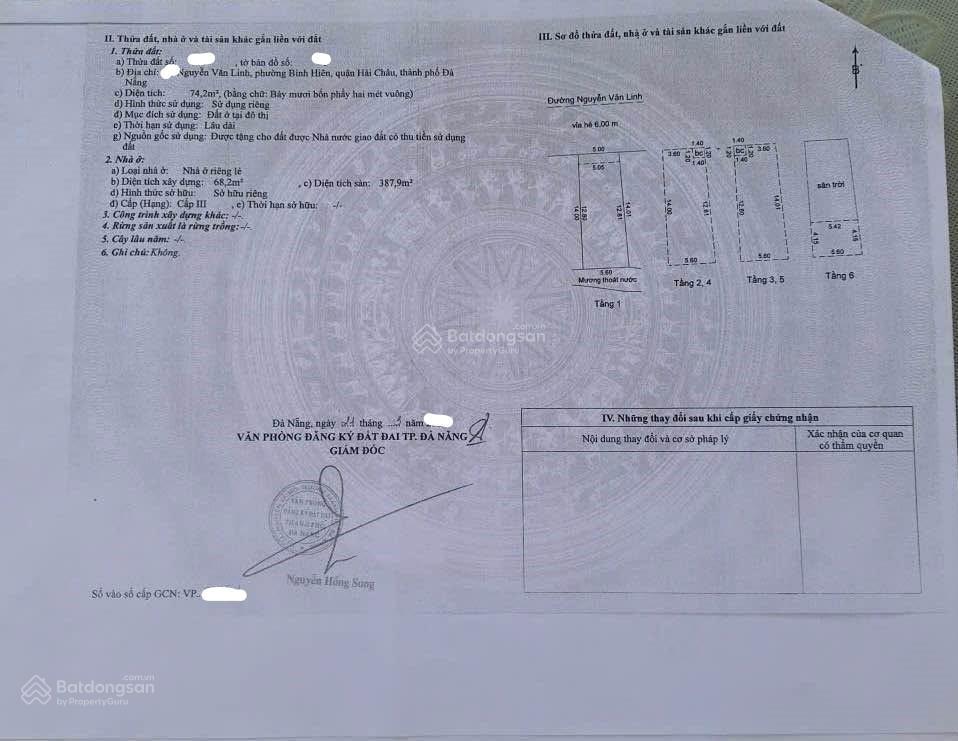 Chính chủ gửi bán nhà 6 tầng mt nguyễn văn linh, gần cầu rồng, hải châu, đà nẵng