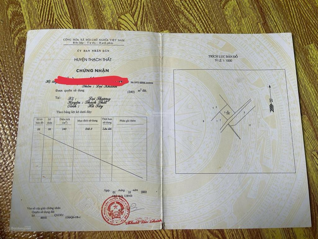 Chính chủ cắt bán 120m full thổ cư tại thạch thất