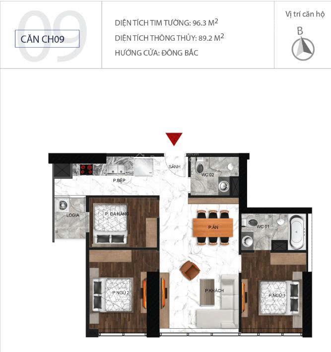 Chính chủ cần bán căn hộ s3.xx09 sunshine city. 88m² thông thủy