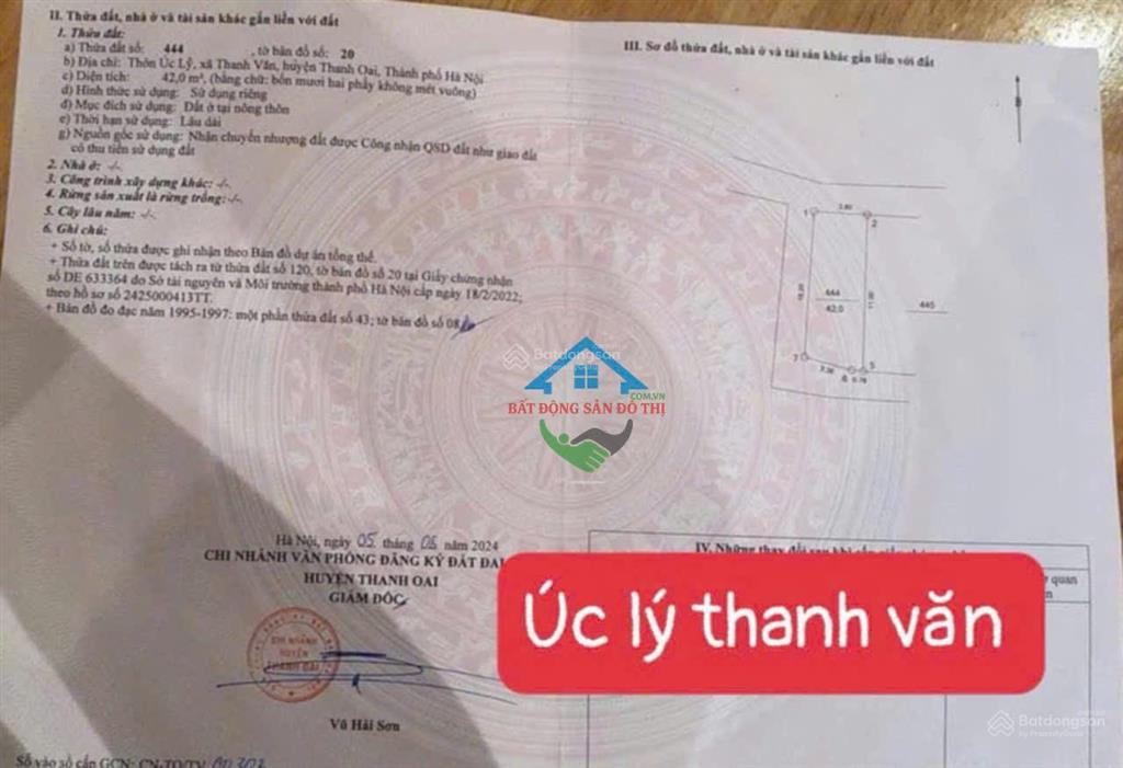 Bán đất thanh văn thanh oai, lõi khu b kđt olympic, 42m2 3 mặt thoáng và sát svđ hùng vương